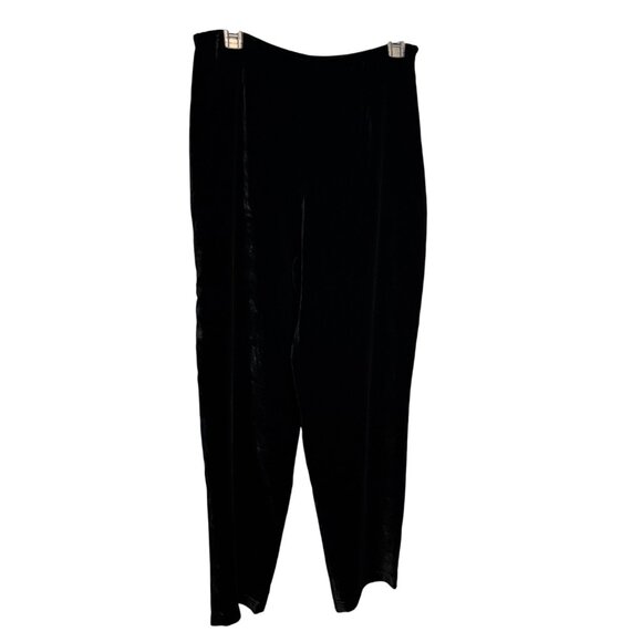 Eileen Fisher Washable Velvet Black Silk Blend High Rise Wide Leg Pants - Picture 2 of 8